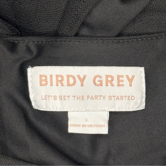 Birdy Grey Hearts Aflutter Hannah Black Maxi Dress Ruffle Sleeve Slit Sz Large - Picture 10 of 12